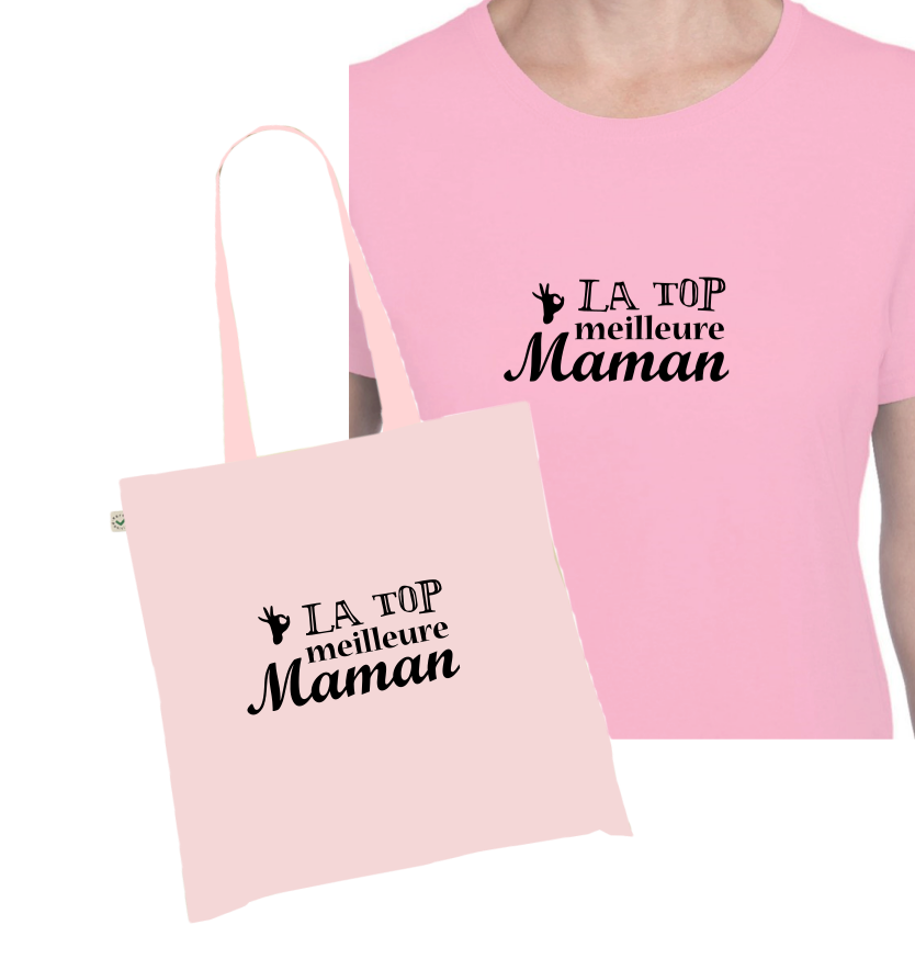 đ T-shirt + Tote Bag Duo : "LA TOP meilleure Maman" - CĂ©lĂ©bration DĂ©contractĂ©e