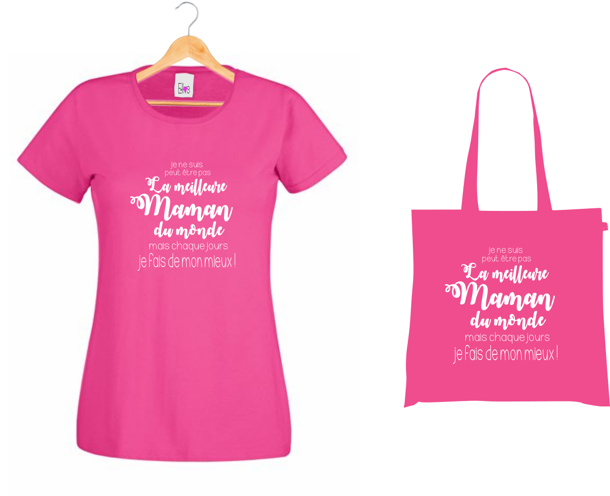 💖 T-shirt + Tote Bag Duo : "La Meilleure Maman du Monde" - Cadeau Idéal pour Maman !