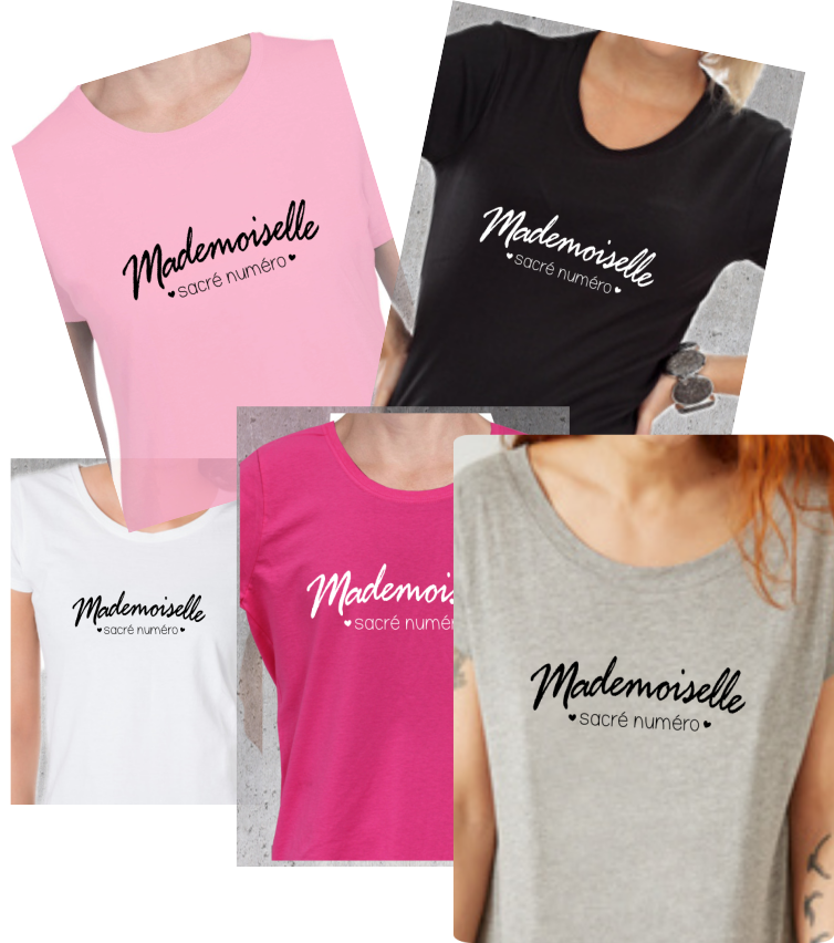 💖 T-shirt + Tote Bag Duo : "Mademoiselle Sacré Numéro" - Le Cadeau qui Assure !