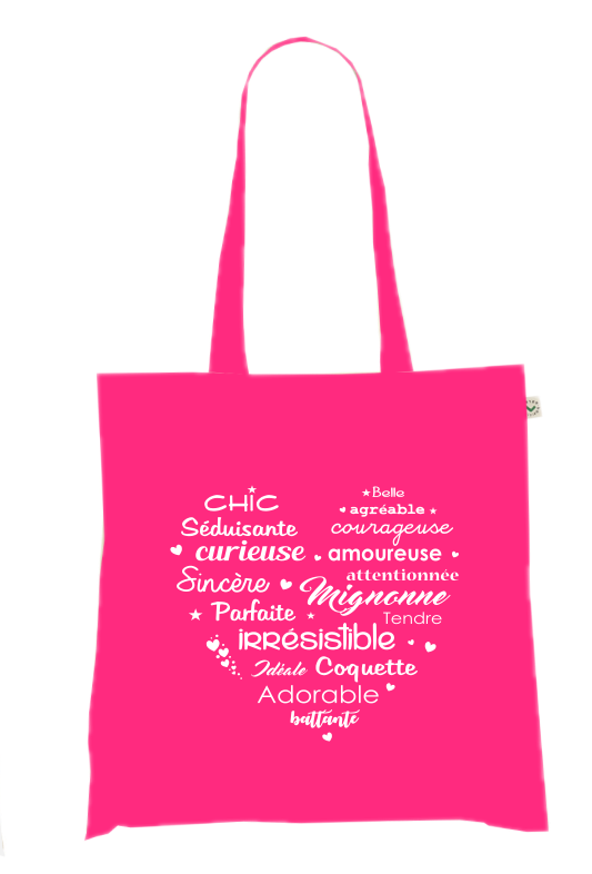 Sac Tote Bag Coeur d'Adjectifs - Chic, Mignonne, Irrésistible