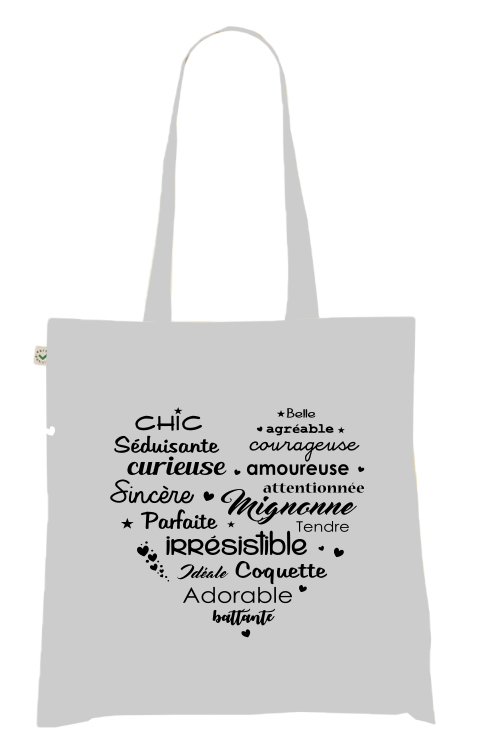 Sac Tote Bag Coeur d'Adjectifs - Chic, Mignonne, Irrésistible