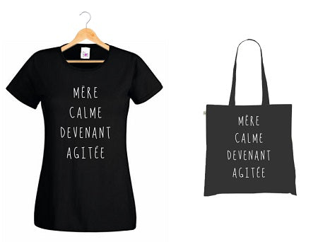 T-shirt + Tote Bag Duo : "Mère Calme Devenant Agitée" - Le Baromètre d'Humeur