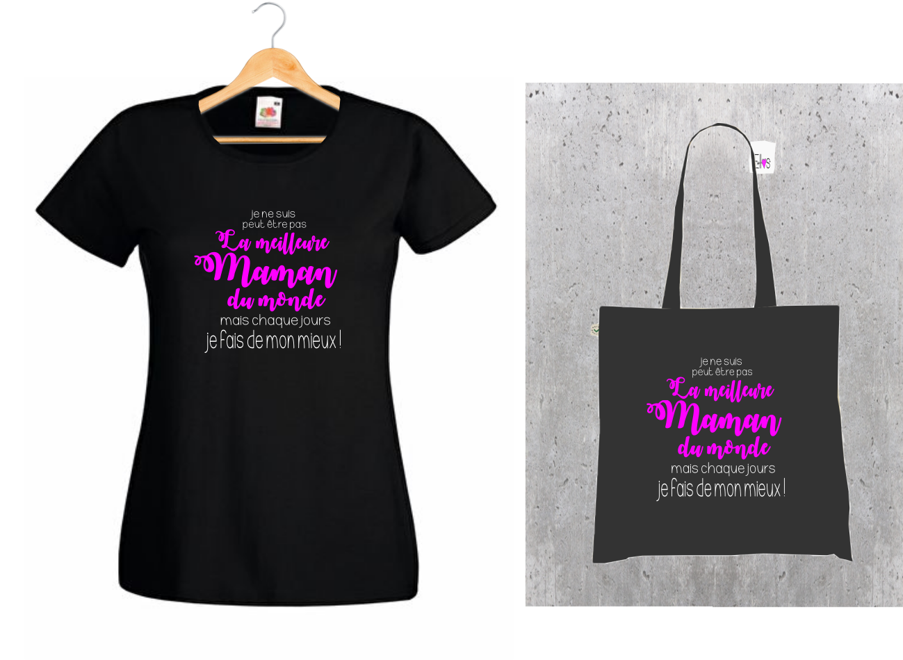 💖 T-shirt + Tote Bag Duo : "La Meilleure Maman du Monde" - Cadeau Idéal pour Maman !
