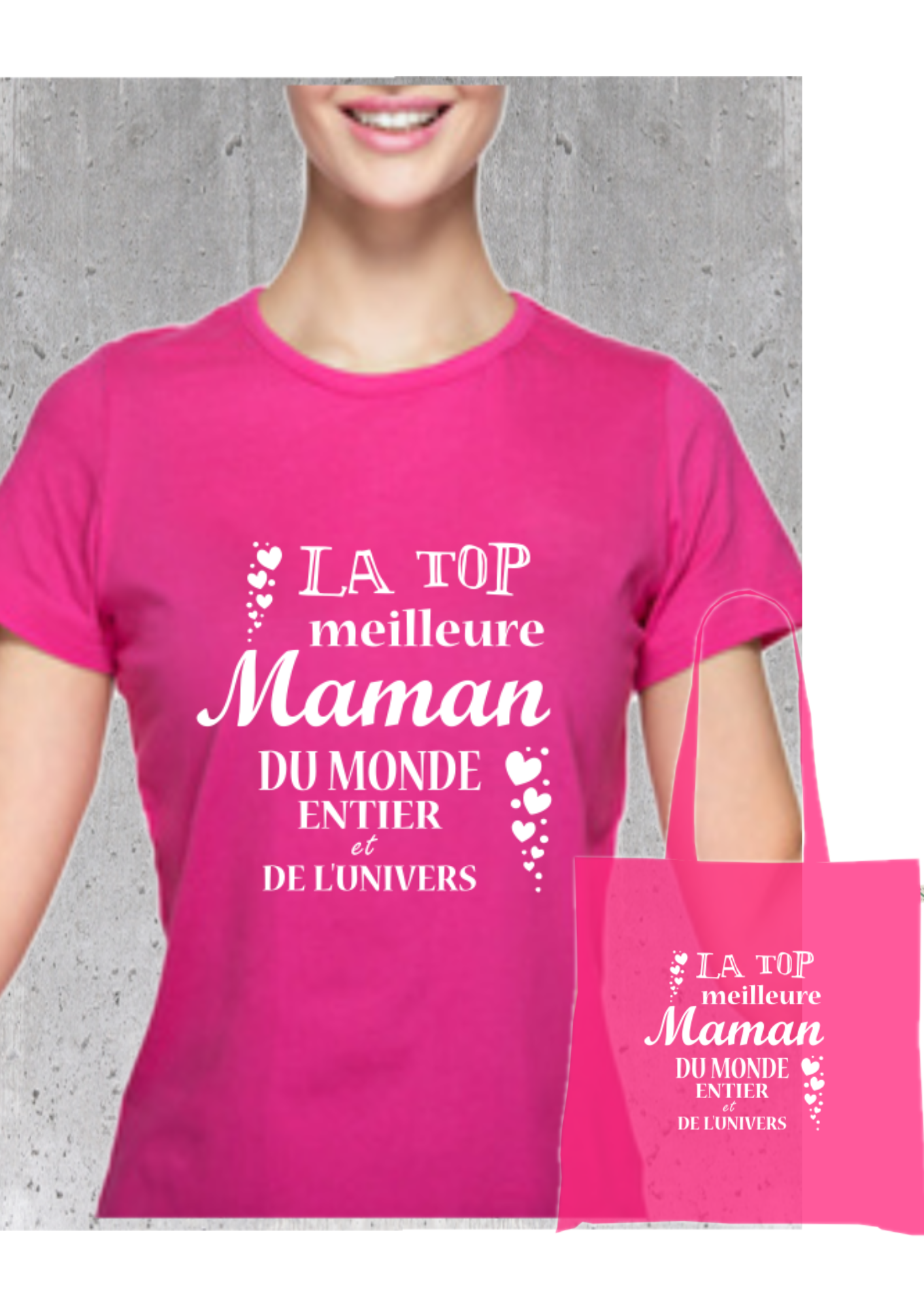 👑 T-shirt + Tote Bag Duo : "La TOP Meilleure Maman Du Monde Entier Et De L'Univers"
