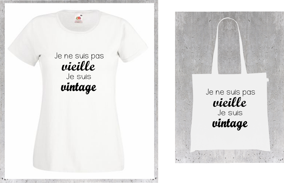 T-shirt + Tote Bag Duo : "Je ne suis pas vieille Je suis vintage" - Humour Intemporel