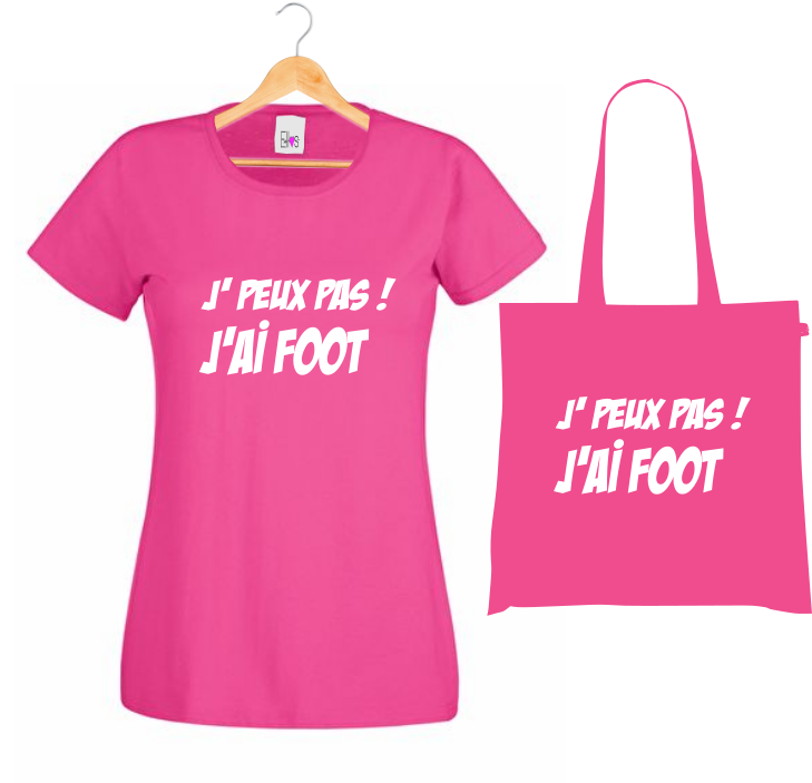 ⚽ T-shirt + Tote Bag Duo : "J' PEUX PAS ! J'AI FOOT !" - Passion et Humour