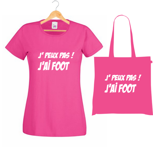 ⚽ T-shirt + Tote Bag Duo : "J' PEUX PAS ! J'AI FOOT !" - Passion et Humour