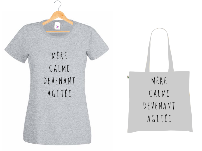 T-shirt + Tote Bag Duo : "Mère Calme Devenant Agitée" - Le Baromètre d'Humeur