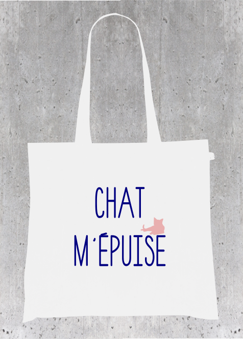 Sac Tote Bag Humour Chat - CHAT M'ÉPUISE
