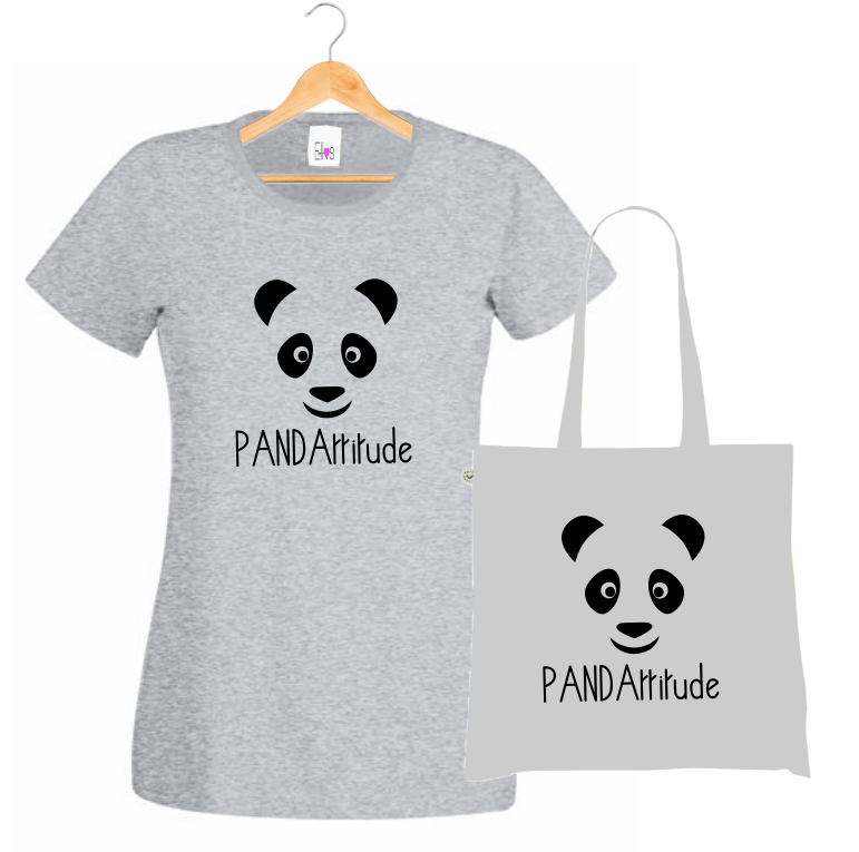 🐼 T-shirt + Tote Bag Duo : "PANDA Attitude" - Mignon et Décontracté