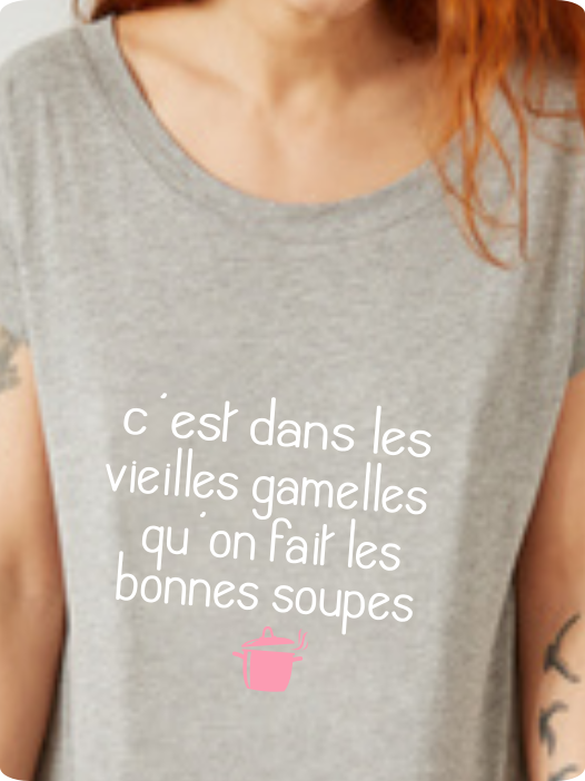 T-shirt "Vieilles Gamelles" - Humour Cuisson et Expérience Femme